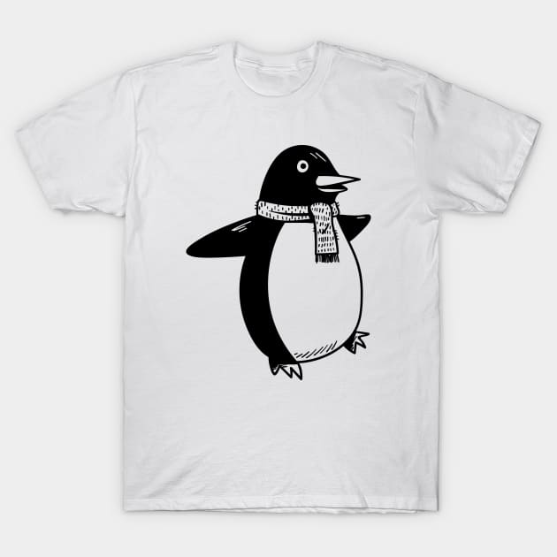 Penguin - Cute Penguin Hand Drawn T-Shirt by KC Happy Shop